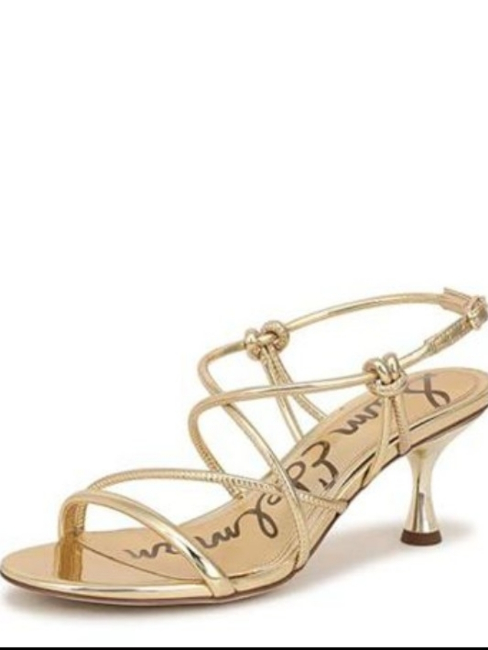 Sam Edelman Gold Strappy Kitten-Heel Sandals